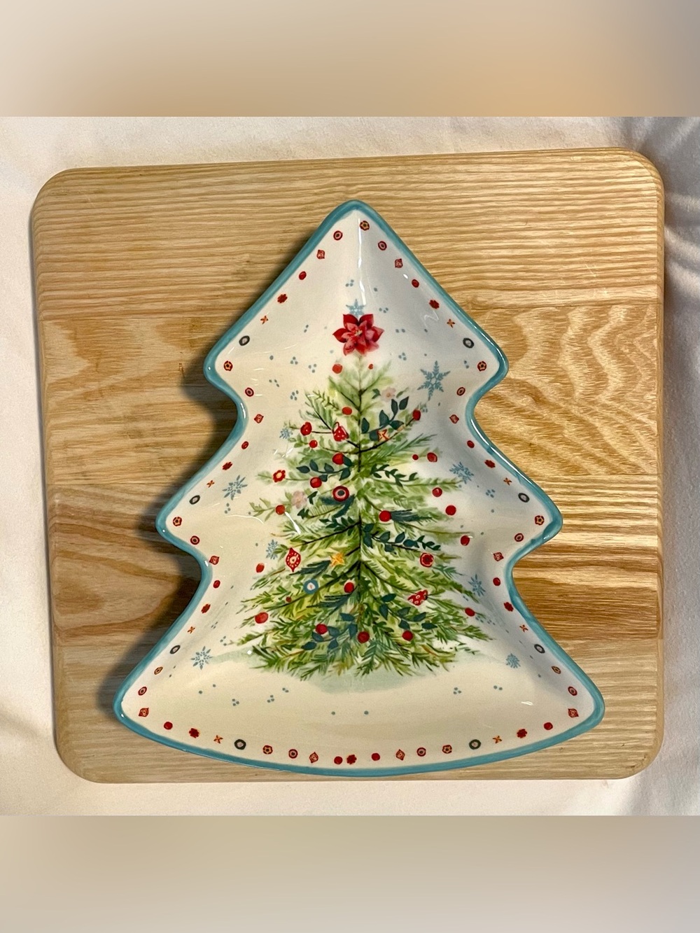 *EUC* The PIONEER WOMAN Christmas Tree Candy Dish - Stoneware - Holiday - Teal
